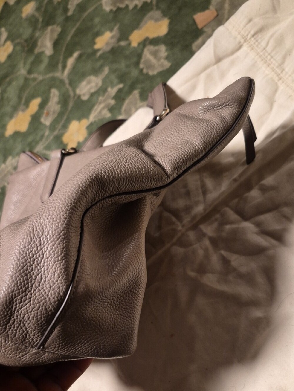 kate spade pebble leather embossed tote in taupe gray - Picture 4 of 9